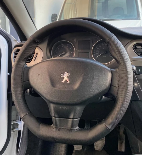 DİKİŞLİ DİREKSİYON KILIFI SİYAH DERİ NOKTALI DERİ SİYAH DİKİŞLİ PEUGEOT 301 İÇİN ürün görseli