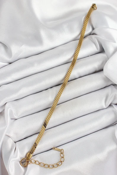 Litae Trend BFS 316L Çelik Gold Renk Yassı Zincir Model Kadın Bileklik ürün görseli 1