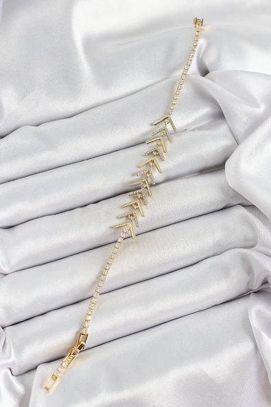 Litae Trend BFS Pirinç Gold Renk Zirkon Taşlı Balık Sırtı Kadın Bileklik ürün görseli 1