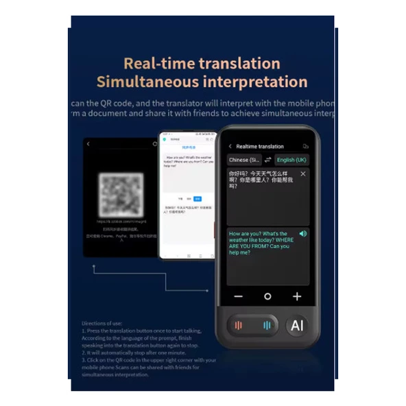 Kameralı 140 Dilde Wifi Özellikli Translator Elektronik Çeviri Cihazı Türkçe Menü - 3