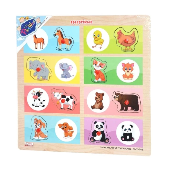 Litae Trend BFS Nessiworld ONY-366-367 Ahşap Tutmalı Eşleştirme -Hayvanlar ve Yavruları - 2
