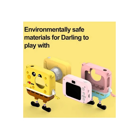 Sünger Bob Tasarımlı Yeni Nesil Çocuk Dijital Mini Fotoğraf Makinesi Çift Kamera - 2