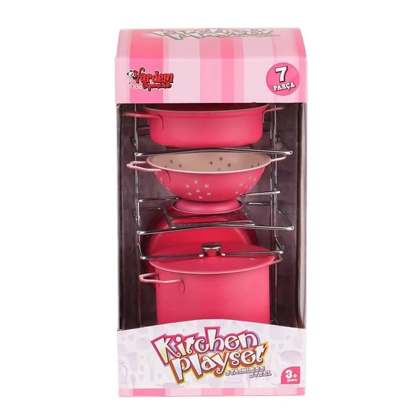 Litae Trend BFS   ATF-683G-6 Raflı Pembe Emaye Tencere Tava Seti 7 Parça -Vardem - 3