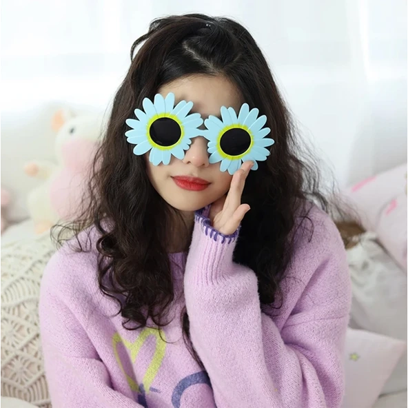 Mavi Renk Papatya Şekilli Parti Gözlüğü 18x10 Cm - 2