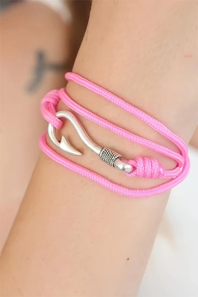 Litae Trend BFS Pembe Renk Gümüş Metal Kancalı Bayan Çoklu Bileklik - Resim 2