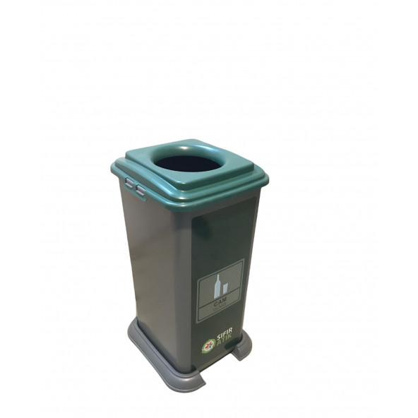 Sıfır Atık Geri Dönüşüm Atık Kutusu 2'li Set Plastik ve Cam-70 lt - 2