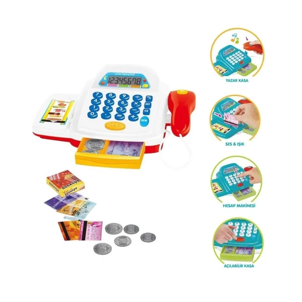 Litae Trend BFS   HUA-66109 Işıklı Sesli Yazar Kasa -Vardem Oyuncak - Resim 4