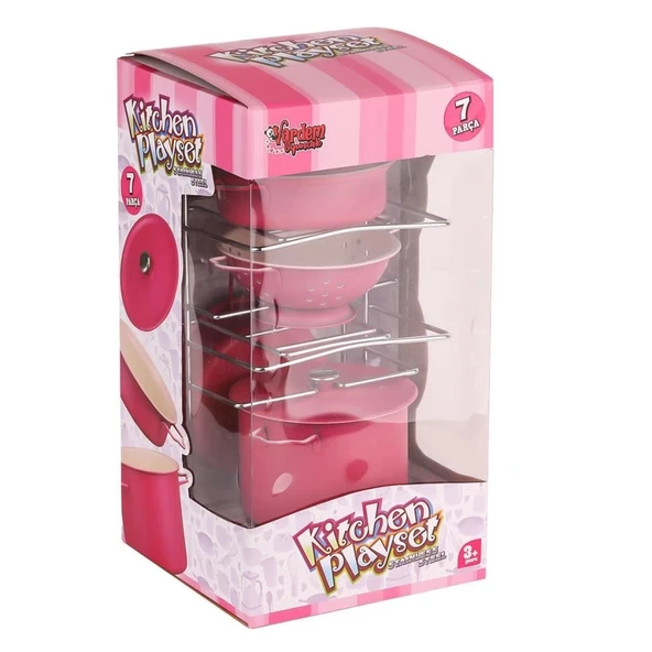 Litae Trend BFS   ATF-683G-6 Raflı Pembe Emaye Tencere Tava Seti 7 Parça -Vardem - 4