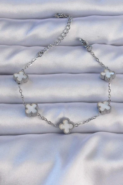 Litae Trend BFS 316L Çelik Gümüş Renk Sedefli Baby Boy Yonca Model Bileklik ürün görseli 1