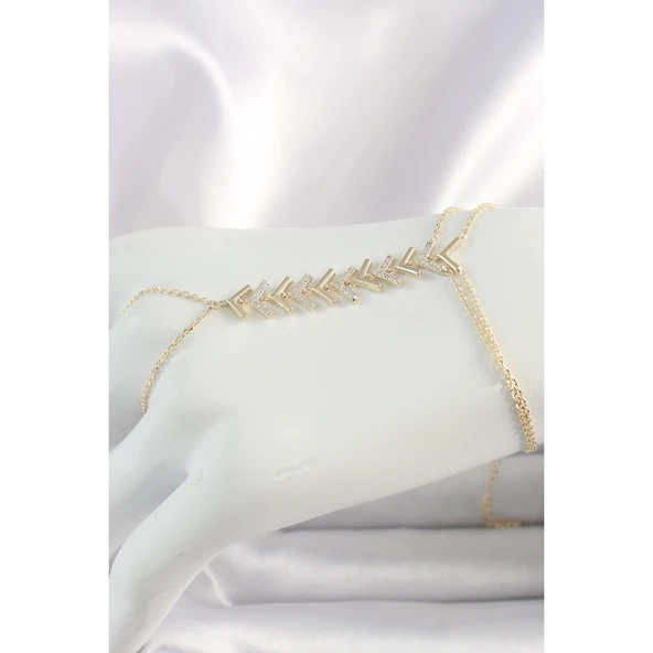 Pirinç Gold Renk Zirkon Taşlı V Model Kadın Şahmeran - Tj-sn631 Tg-53-vice/(1395) 4158