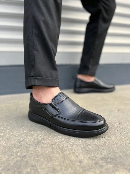 JY0410 Classique Bağcıksız Cilt Erkek Günlük Klasik Ayakkabı CST - Siyah ürün görseli
