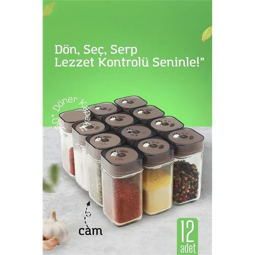 Modacar Cam Tuzluk Baharatlık – 360° Döner Kapaklı | 3 Delik Tipiyle Ayarlanabilir Akış  12 ADET ürün görseli 1