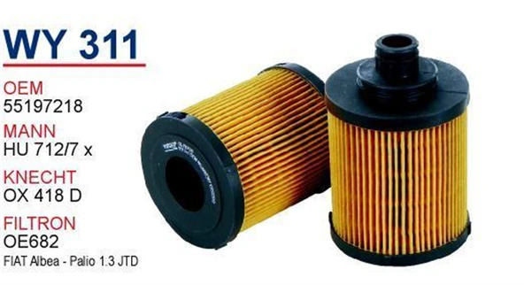 Opel Combo C 1.3 Dizel UFİ Tip Yağ Filtresi Wunder ürün görseli