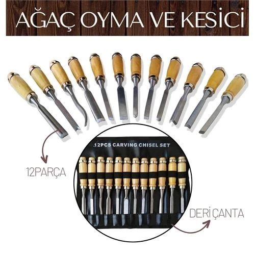 Litae Trend BFS  Elena 12 Parça Çantalı Ağaç Oyma ve Kesici Set - 1