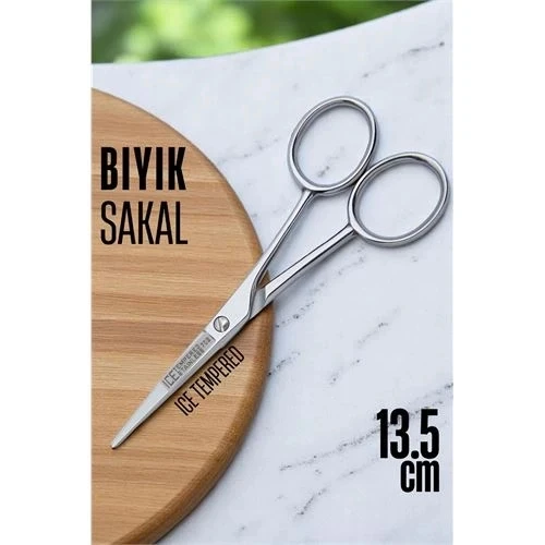 Litae Trend BFS  Ice Tempered Kobalt Çelik 702 Bıyık Makası - Bıyık Sakal Düzeltme Makası Kuaför Makası 13.5 cm - 1