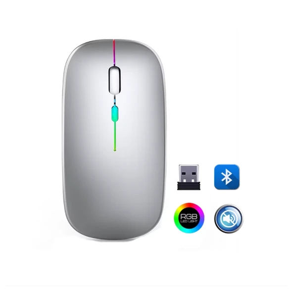Zr215 Cba100 Rgb Gümüş Şarjlı Mouse