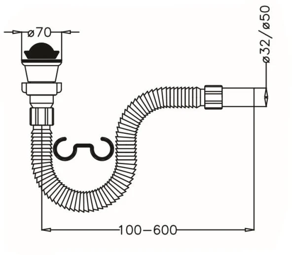 Japar Körüklü Lavabo Sifonu (Ø32) 50605 - 2