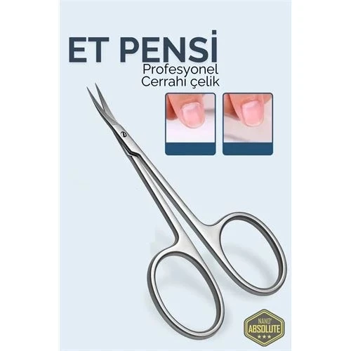 Litae Trend BFS  Tırnak Et Temizleme Makası - EĞİK UÇLU Kütikül Makası- Et Pensi Profesyonel Cerrahi Çelik - 1