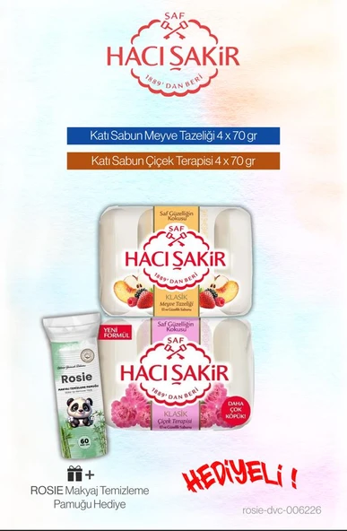 Hacı Şakir Çiçek Terapisi ve Meyze Tazeliği Katı Sabun 4x70 ml, Rosie Pamuk ürün görseli