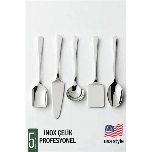 Litae Trend BFS  Amerikan Tip Servis Seti 5 Parça - Profesyonel Paslanmaz Çelik Çeyiz Seti ürün görseli