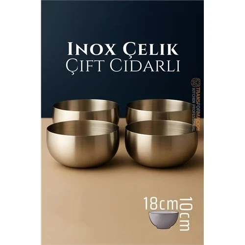Litae Trend BFS  Çift Cidarlı Kase - Inox Çelik Kase  18 cm 4 LÜ SET - 1