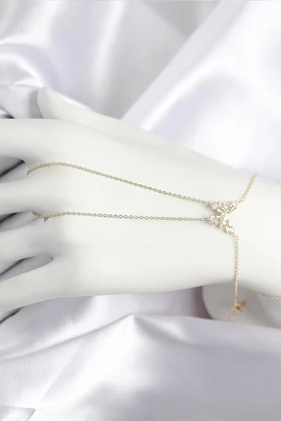 Litae Trend BFS Pirinç Zirkon Taşlı Kelebek Model Gold Renk Şahmeran - 1