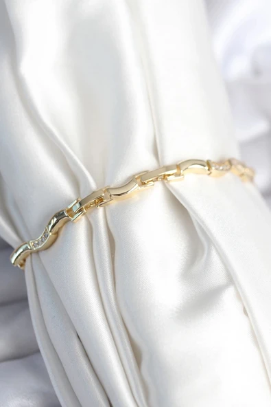 Litae Trend BFS Pirinç Gold Renk Dalgalı Model Kadın Bileklik - 2