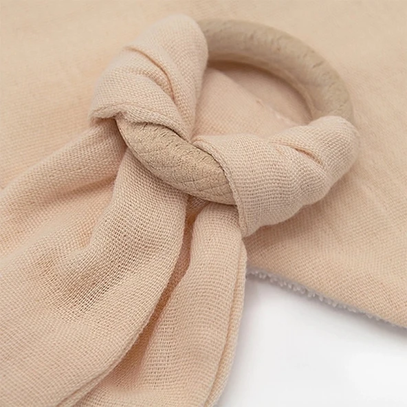 Litae Trend BFS Ahşap Diş Kaşıyıcılı Bürümcük Müslin Önlük 736 Somon - 4