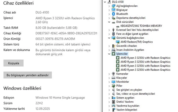 Lenovo Ideapad 3 15IGL05 AMD Ryzen 3 3250U 8GB 256GB SSD 15.6” HD 81W1005UTX (KUSURLU İKİNCİ EL) - 5