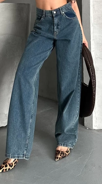 Baggy kar yıkama yeşil tint jeans pantolon d2007 - 1