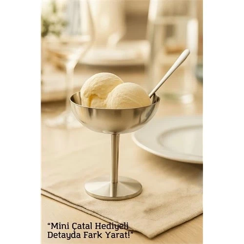 Litae Trend BFS Gümüş Inox Çelik Ayaklı Dondurma ve Sunum Kasesi – Tatlı, Lokum ve Sunum Kabı