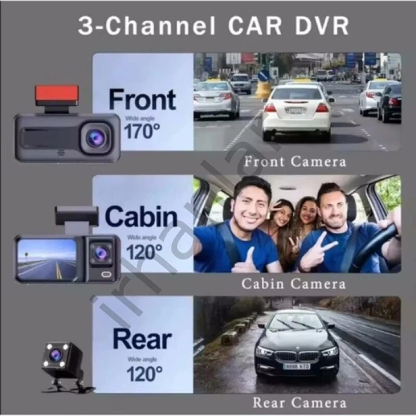 Araç İçi Güvenlik Kamerası 1080P Çift Yönlü  5 MP 30 Fps - Resim 2