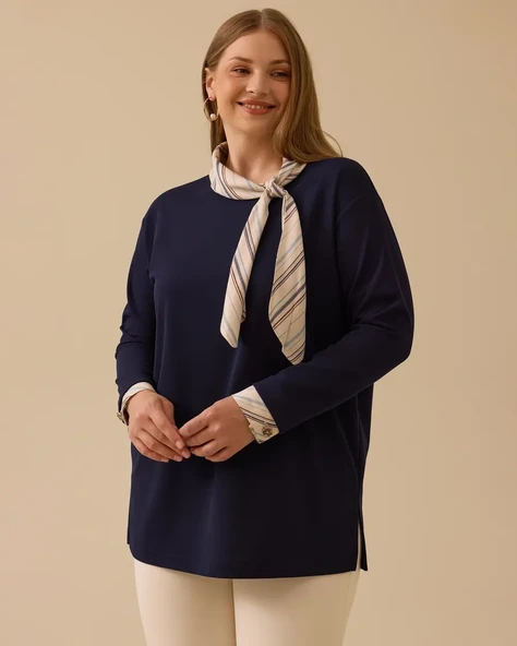 Büyük Beden Fular Yakalı Bluz Gala-Xi - 2