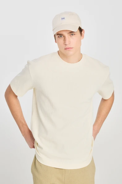 Relaxed Fit Geniş Kesim Bisiklet Yaka Pamuklu Kırık Beyaz T-Shirt L2510271102