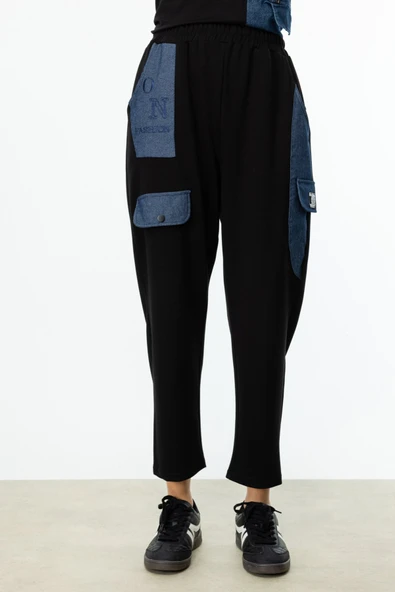 On Beli Lastikli Denim Detaylı Pantolon - Resim 2