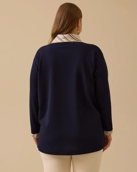 Büyük Beden Fular Yakalı Bluz Gala-Xi - 3