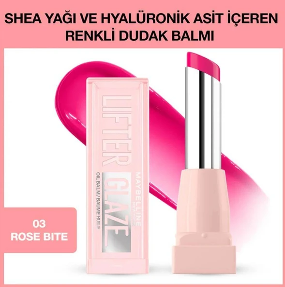 Maybelline New York Lifter Glaze Shea Yağı ve Hyalüronik Asit içeren Renkli Dudak Balmı - 03 Rose Bite - 2