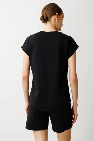 On Taş İşlemeli Ve Baskılı Pamuk Bluz - 11