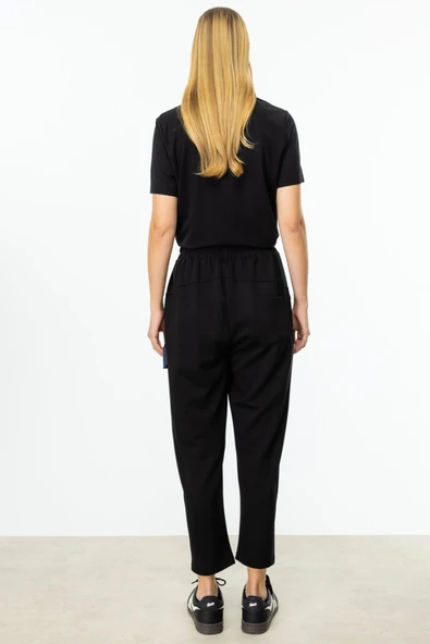 On Beli Lastikli Denim Detaylı Pantolon - Resim 4