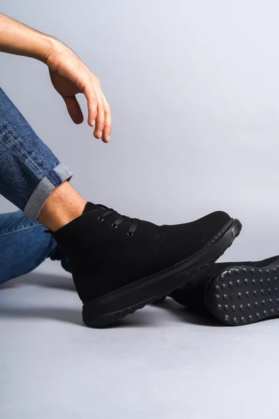 ET204 Franca Bağcıklı Süet Erkek Spor Bot ST - Siyah - Resim 3