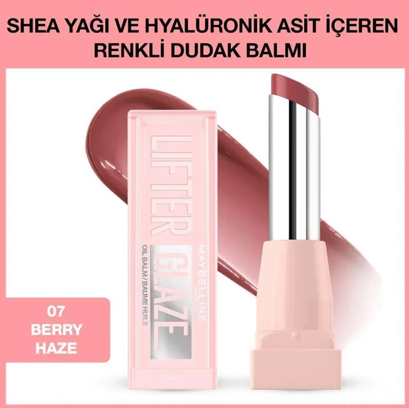 Maybelline New York Lifter Glaze Shea Yağı ve Hyalüronik Asit İçeren Renkli Dudak Balmı - 07 Berry Haze - 2