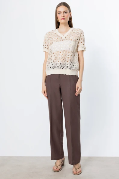 On V Yaka Örme Bluz - 7