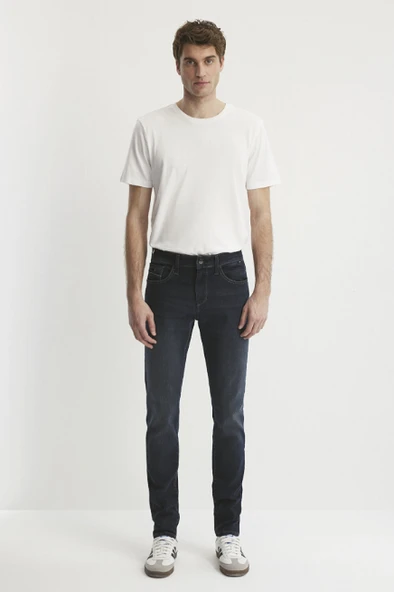 Mavi Erkek Slim Fit Jean Pantolon - Günlük Minimalist Stil ürün görseli 1