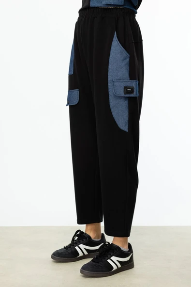 On Beli Lastikli Denim Detaylı Pantolon - Resim 3