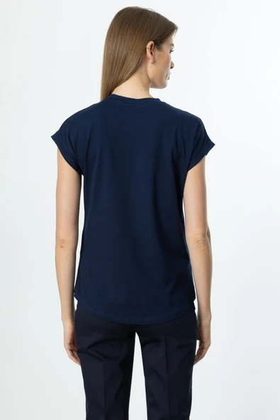 On Taş İşlemeli Ve Baskılı Pamuk Bluz - 4