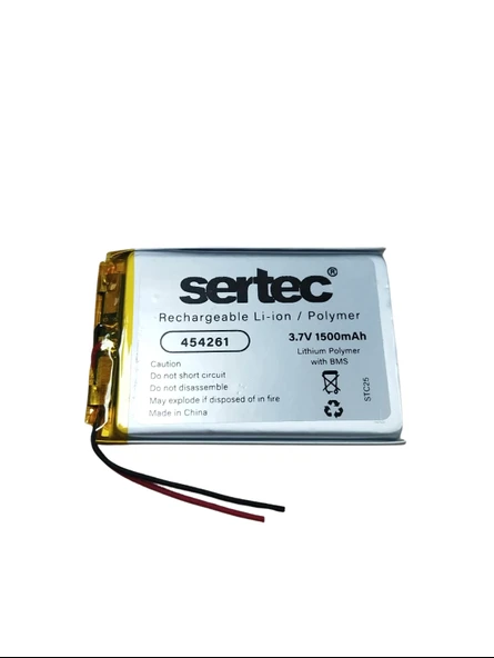 Sertec 454261 3.7V 1500 MAh Li-Polymer Pil (Devreli/1.5A) ürün görseli 1