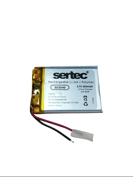 Sertec 303040 3.7V 350 MAh Li-Polymer Pil (Devreli/1.5A) ürün görseli 1