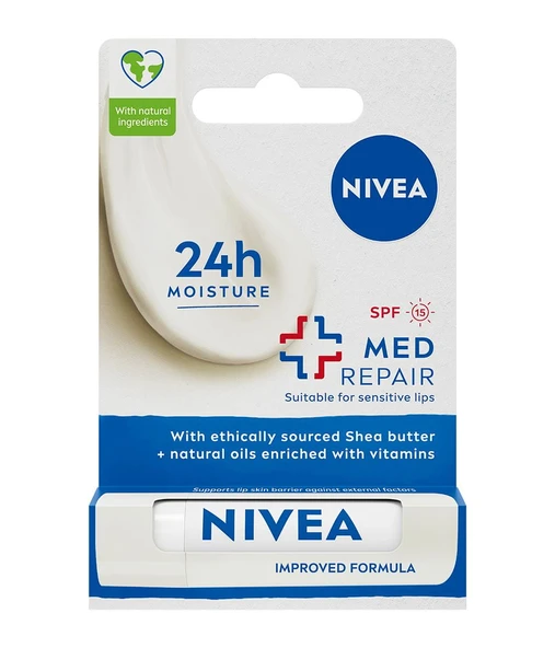 85063 NIVEA Med Repair SPF 15 Dudak Bakım Kremi  3 ADET - Resim 2