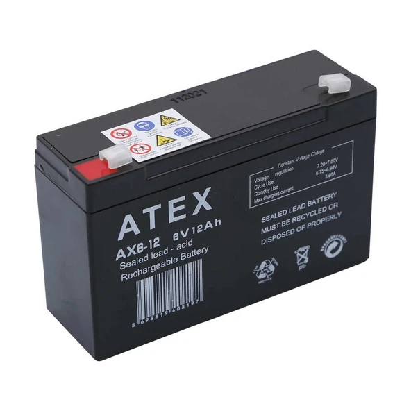 Atex AX6-12 6V 12Ah Akü - Resim 2