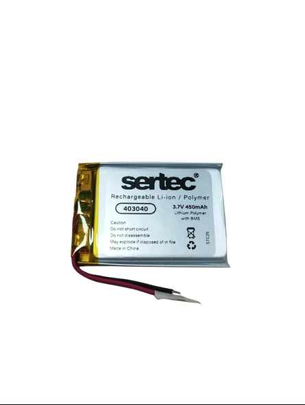 Sertec 403040 3.7V 450 MAh Li-Polymer Pil (Devreli/1.5A) ürün görseli 1